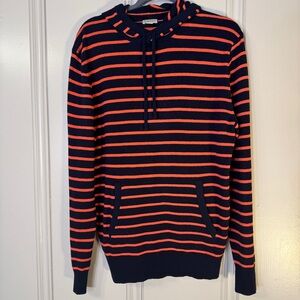 J.Crew Men’s Organic‎ Cotton Blend Bouclé Hooded Striped Sweater Knit medium